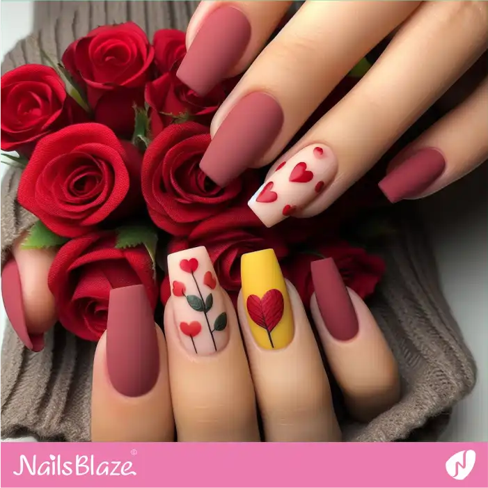 Heart Flower Nail Design for Love Day | Valentine Nails - NB2131